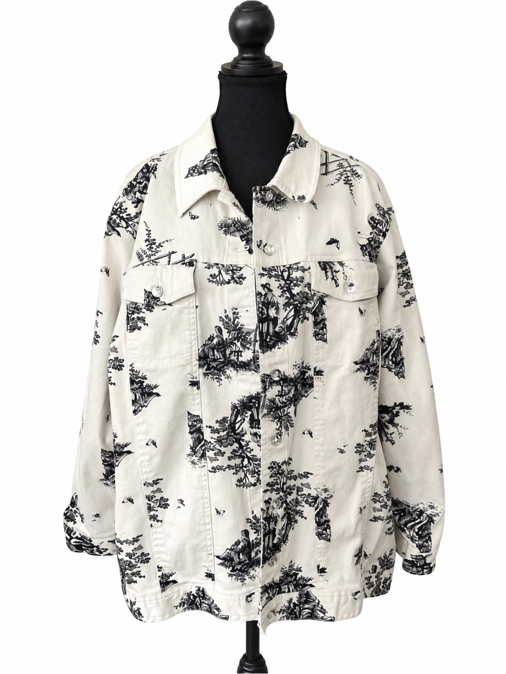 Delta Burke Ivory Black Toile Print Jacket 1X